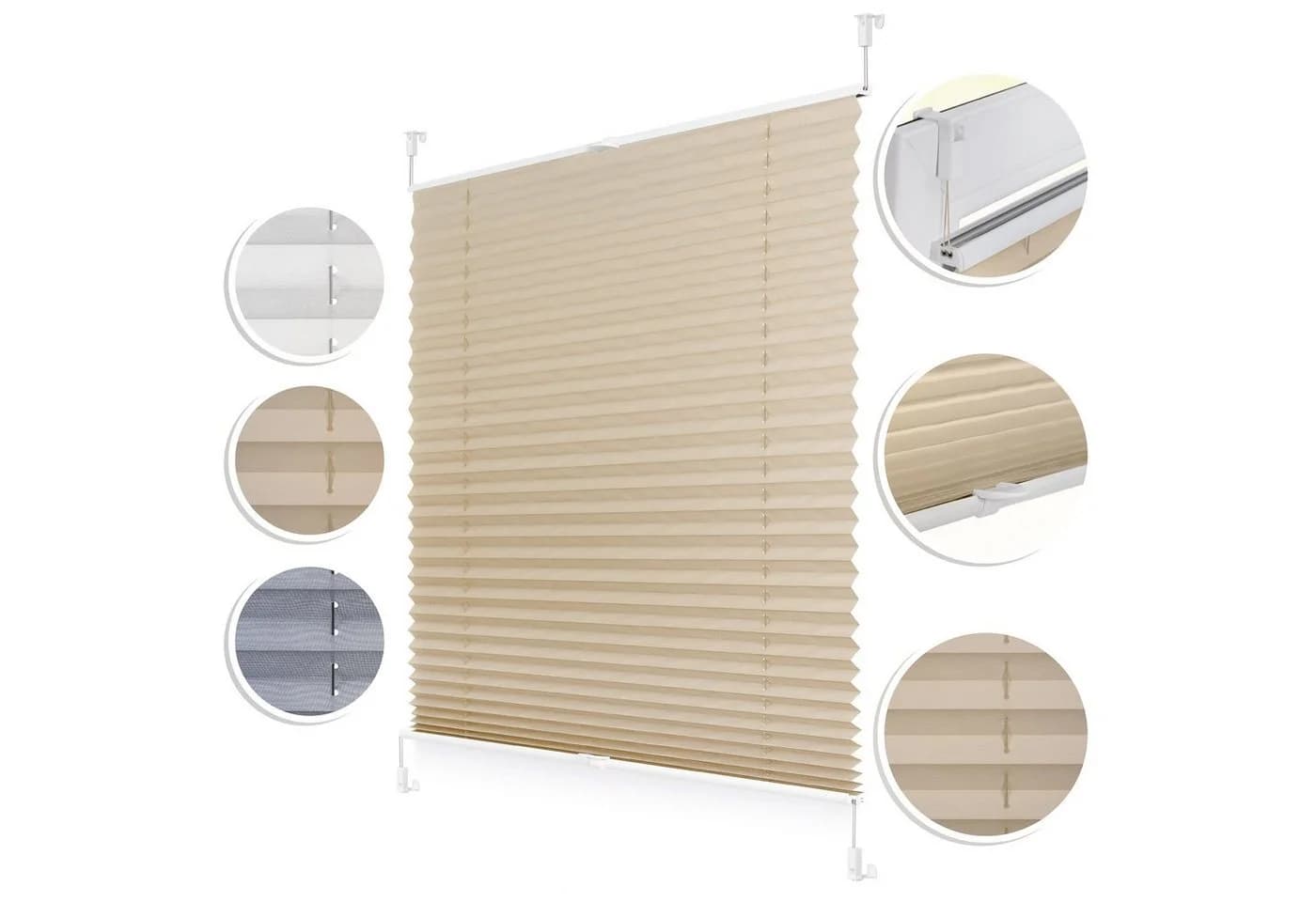Roomy Plissee Klemmfix Beige 100% Polyester Bohrfrei - Bild 3