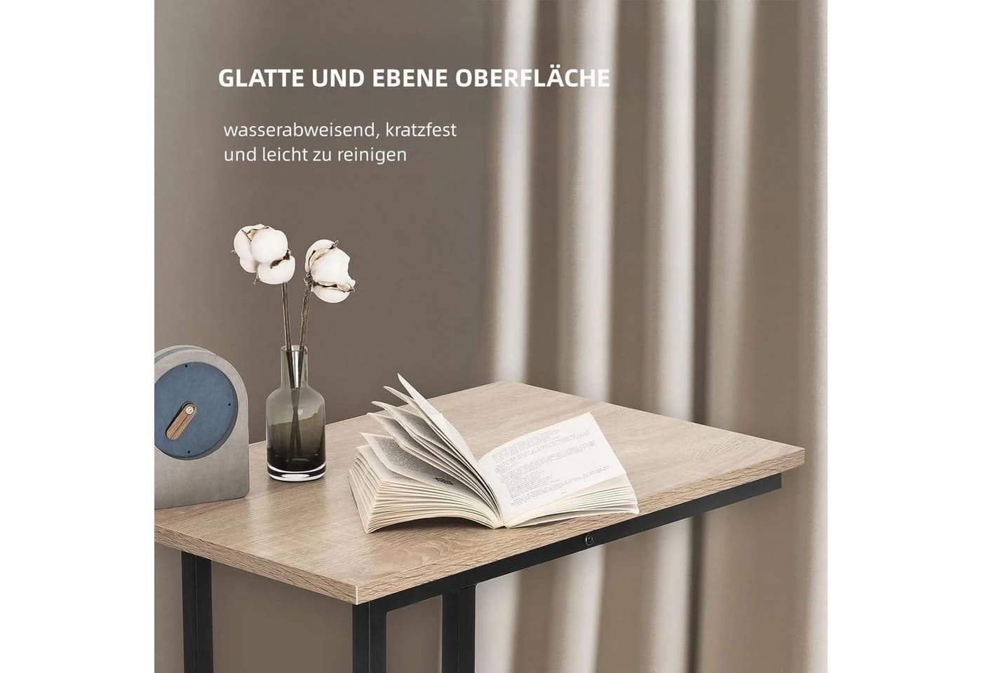 Woltu Beistelltisch C-Form Helle Eiche mit Seitenregal - Bild 5