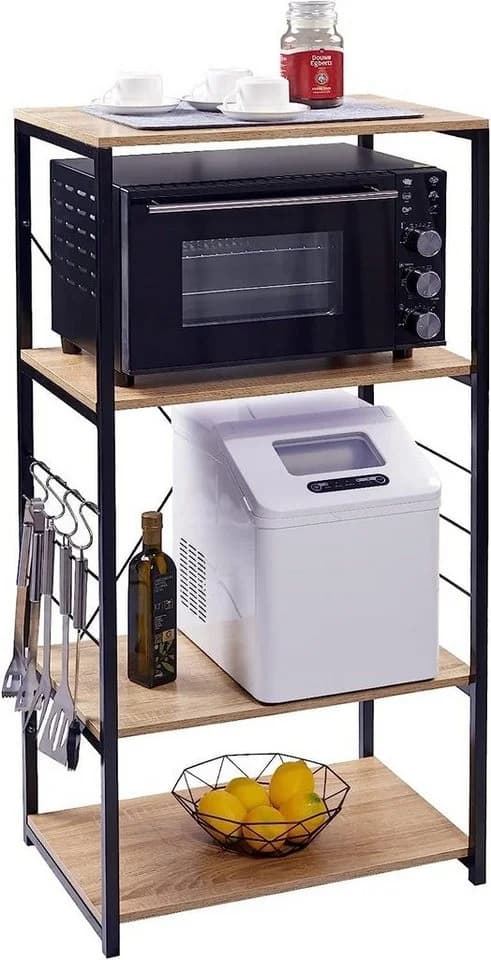 Woltu Küchenregal 4 Ablagen Holz Stahl Modern Braun/Schwarz - Bild 4