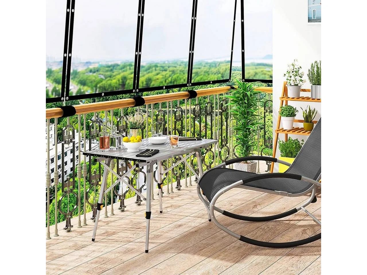 Woltu Campingtisch Klappbar Höhenverstellbar Silber Aluminium