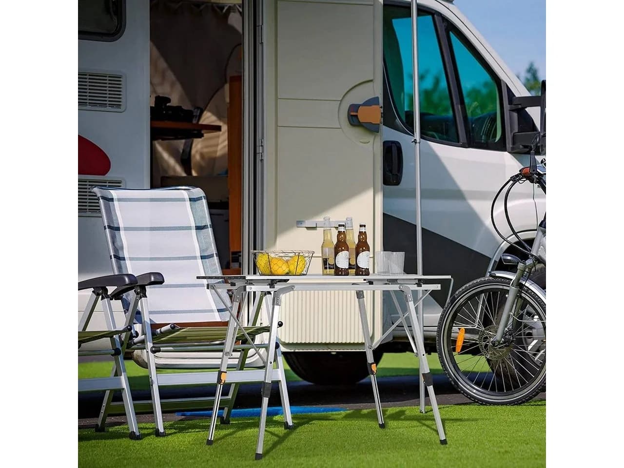 Woltu Campingtisch Klappbar Höhenverstellbar Silber Aluminium - Bild 3