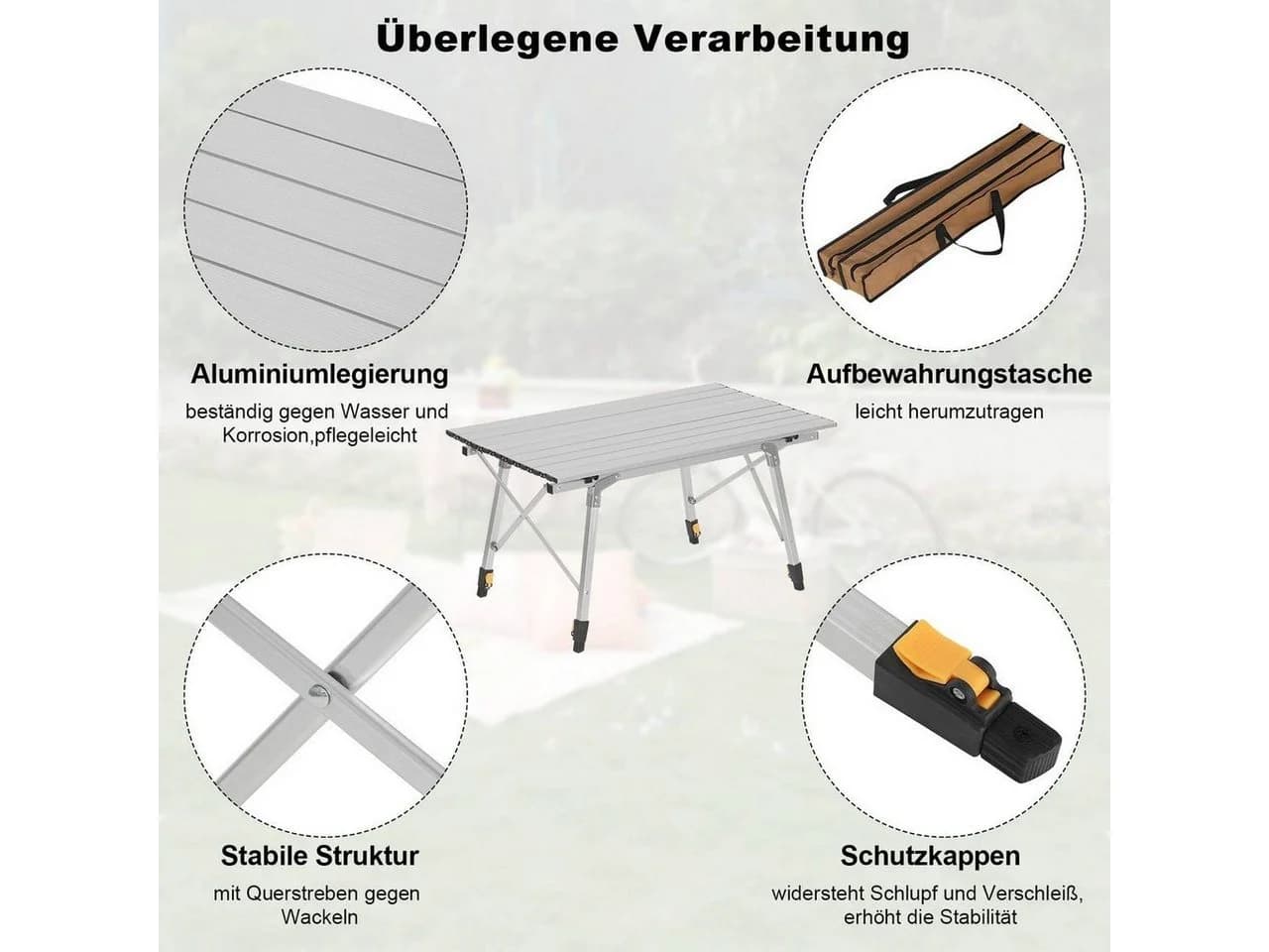 Woltu Campingtisch Klappbar Höhenverstellbar Silber Aluminium - Bild 5
