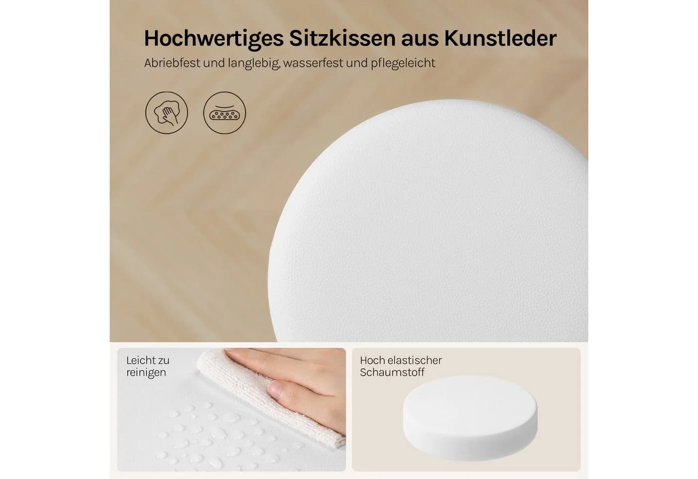 Woltu Drehhocker 2er Set höhenverstellbar Kunstleder Schwarz/Grau/Weiß - Bild 5