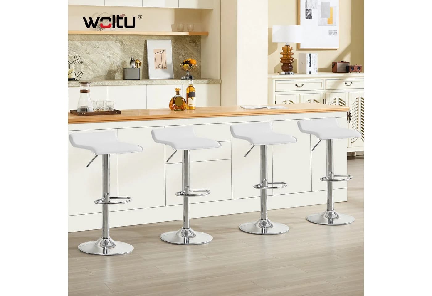WOLTU Barhocker (1 St) Design Hocker stufenlose Höhenverstellung Kunstleder