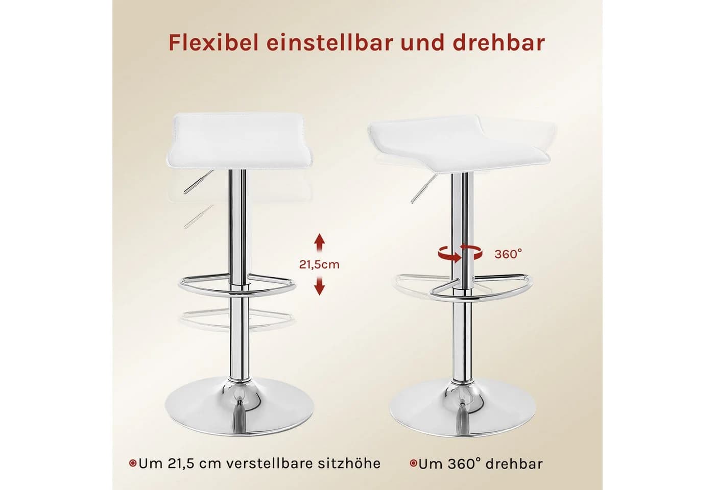 WOLTU Barhocker (1 St) Design Hocker stufenlose Höhenverstellung Kunstleder - Bild 5