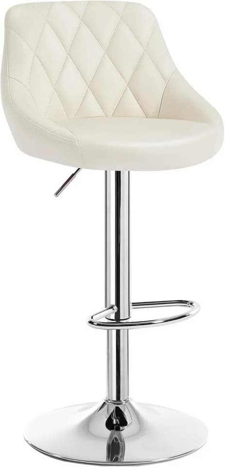 Woltu Barhocker Höhenverstellbar 360° Drehbar Kunstleder Creme - Bild 2