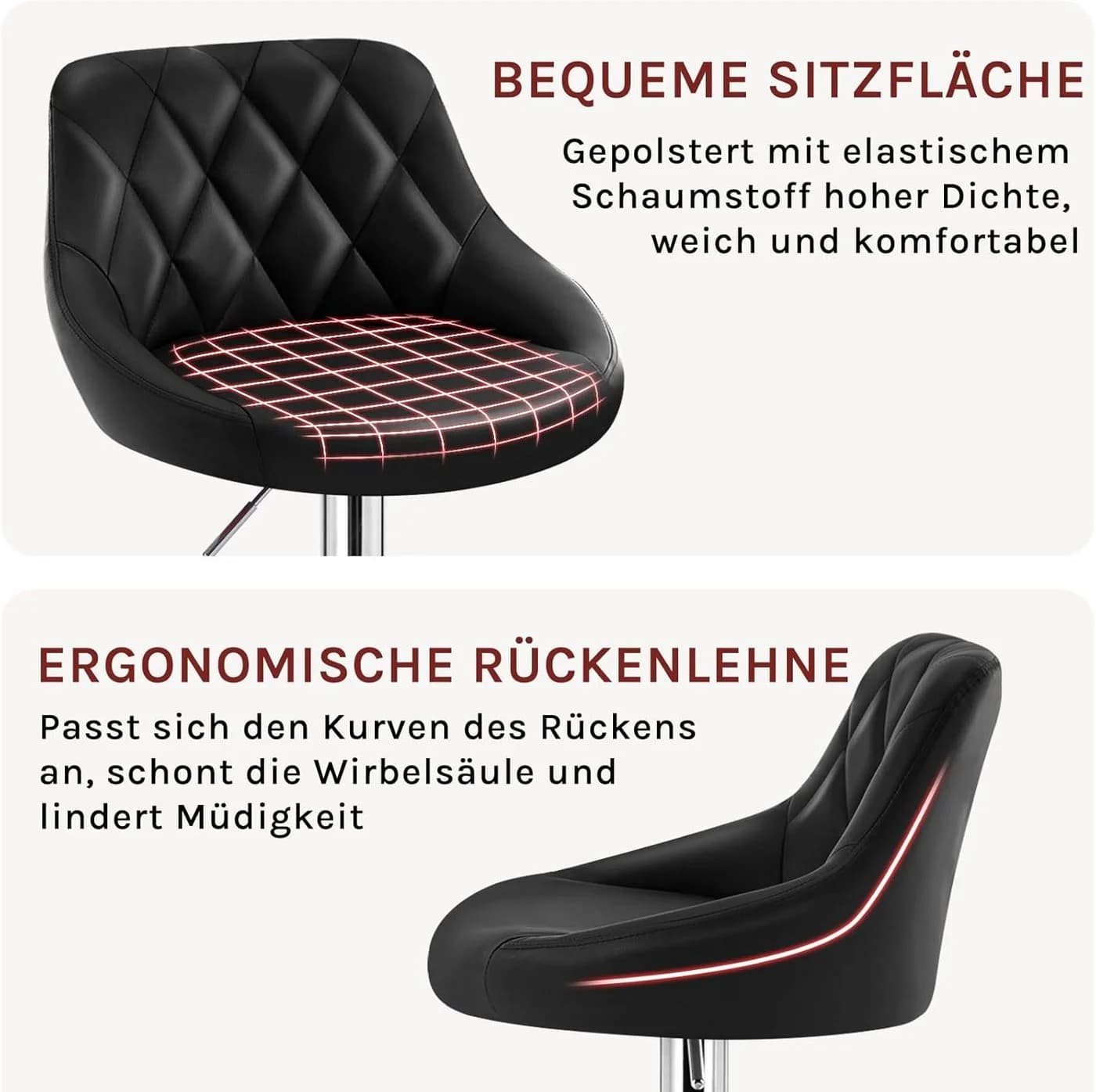 Woltu Barhocker Schwarz Höhenverstellbar 360° Drehbar - Bild 5