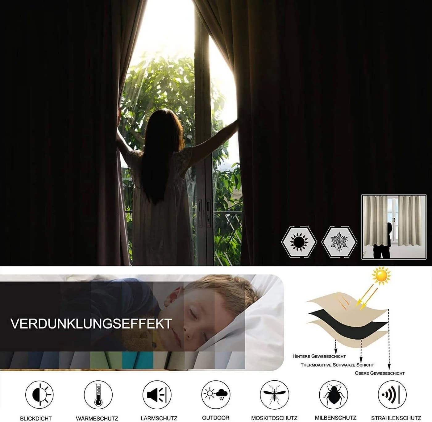 Woltu Vorhang Grau mit Ösen, blickdicht, Thermovorhang 250 g/m² - Bild 4