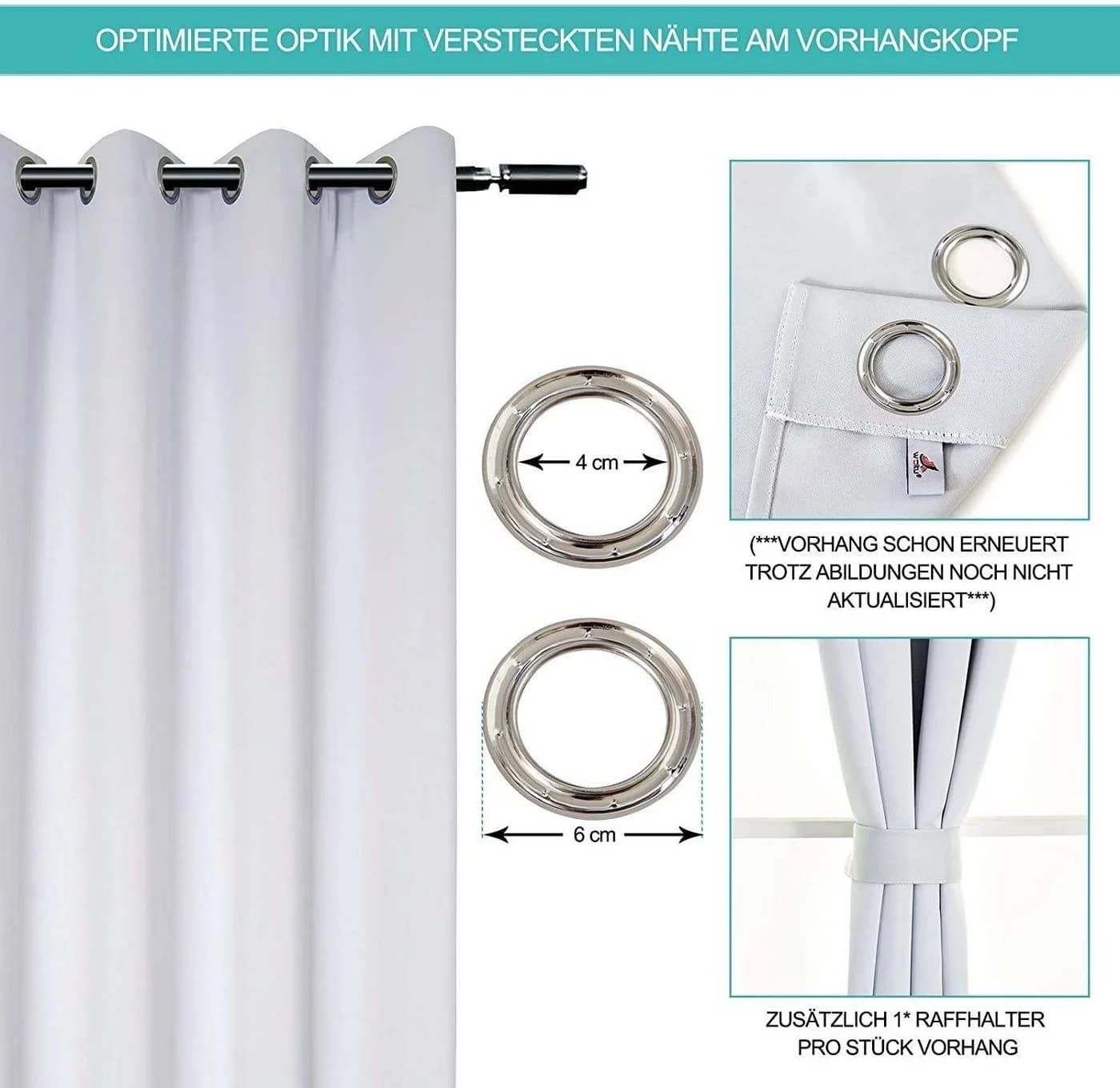Woltu Vorhang Grau mit Ösen, blickdicht, Thermovorhang 250 g/m² - Bild 5