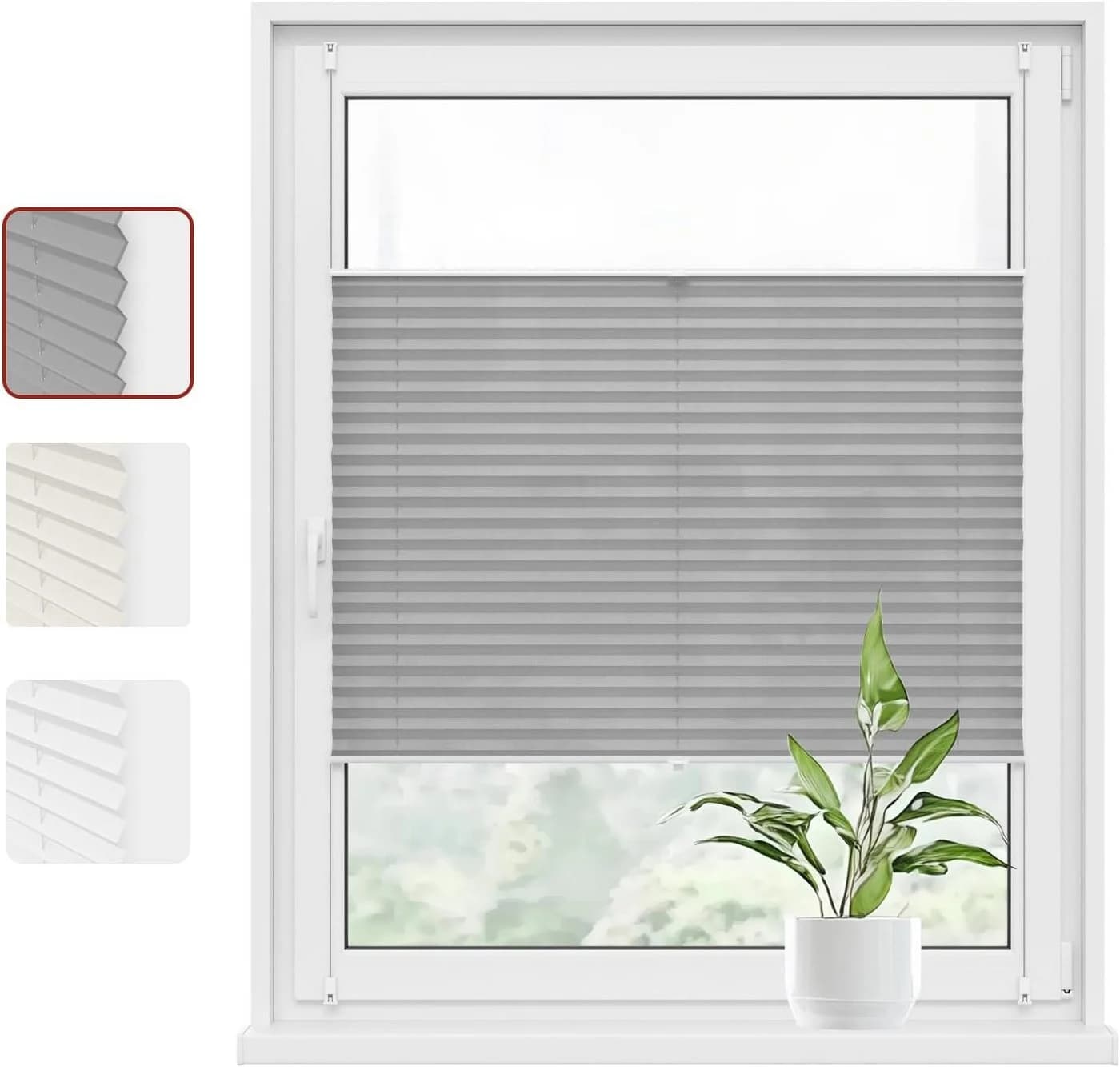 Woltu Plissee Grau Klemmfix Milchglas Muster Polyester - Bild 2
