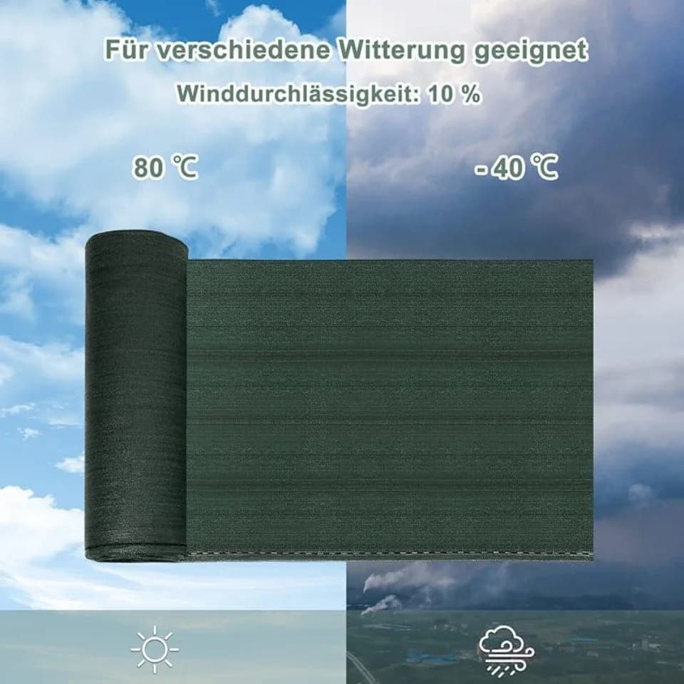 Woltu Zaunblende Sichtschutz grün HDPE-Gewebe mit Knopflöchern - Bild 5