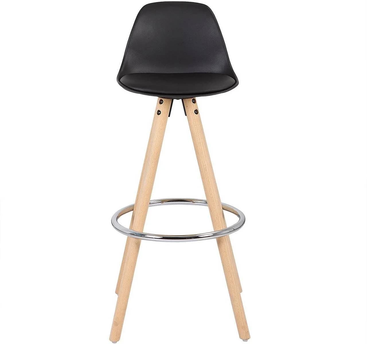Woltu Barhocker Kunstleder Holzgestell Schwarz - Bild 4