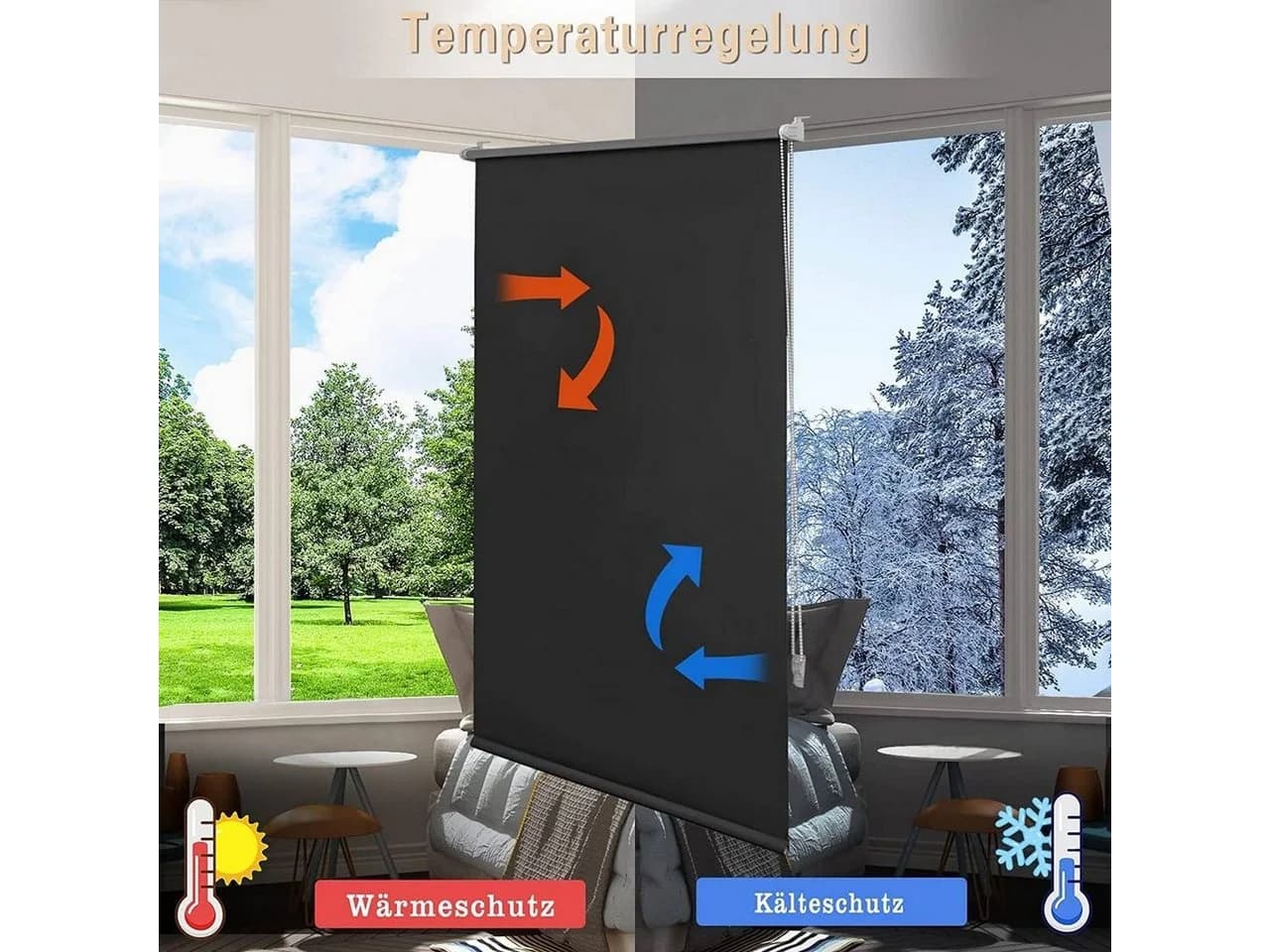 Woltu Verdunklungsrollo Klemmfix ohne Bohren Polyester Weiß Silber - Bild 3