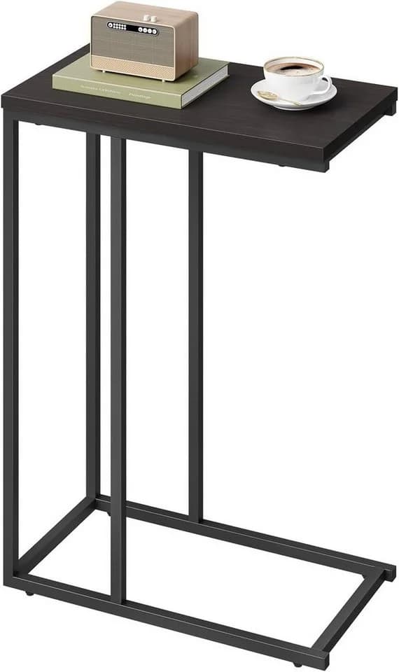 Woltu Beistelltisch MDF Metall C-Form Braun/Schwarz - Bild 2