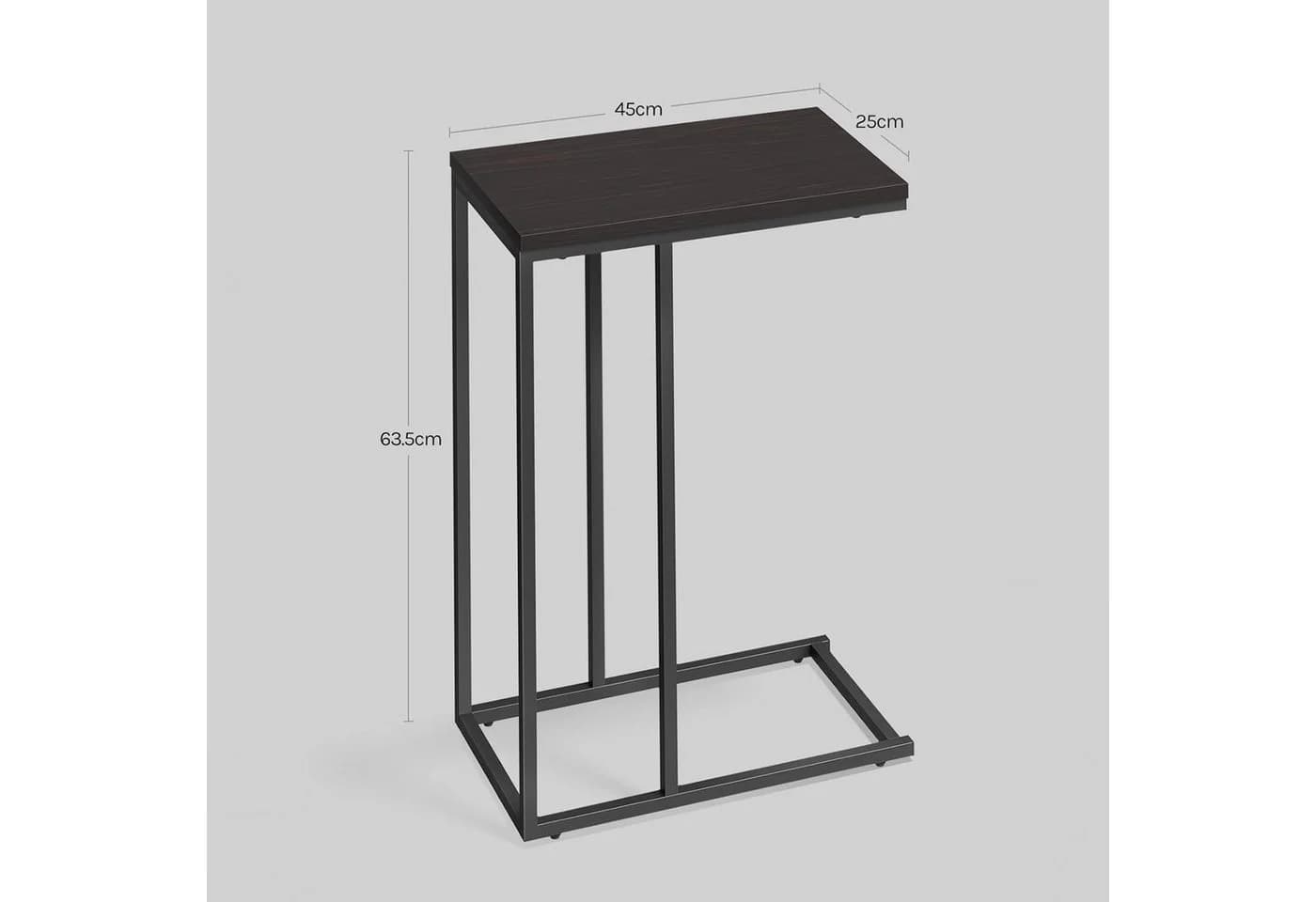 Woltu Beistelltisch MDF Metall C-Form Braun/Schwarz - Bild 3