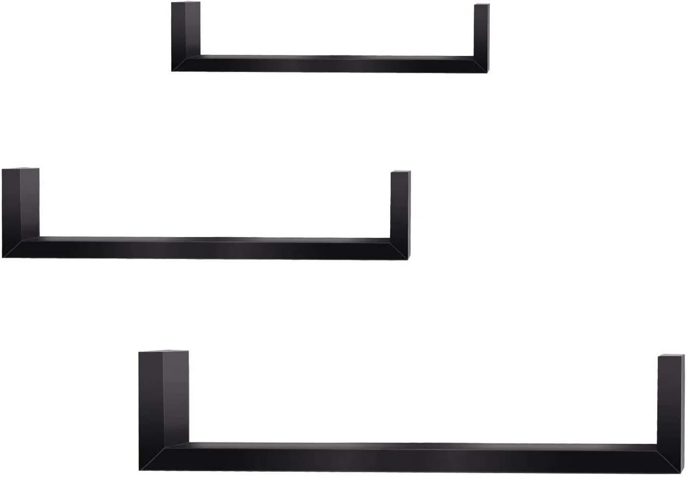 Woltu Wandregal 3er Set Retro Schwarz MDF Holz - Bild 2