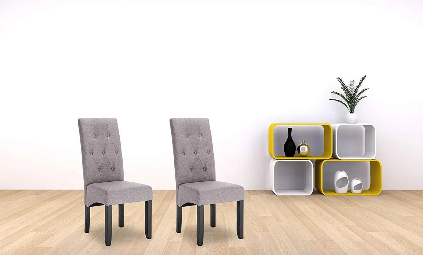 Woltu Esszimmerstuhl Set 2 St. Grau Massivholz Modern