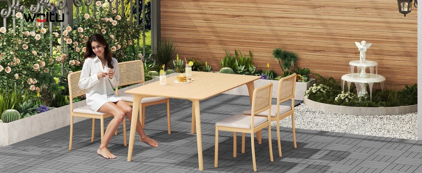 Woltu WPC-Fliesen Holzoptik Terrasse Balkon