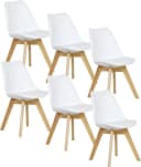 Woltu Esszimmerstuhl Set 6 St. Weiß Kunstleder Massivholz Bild 2