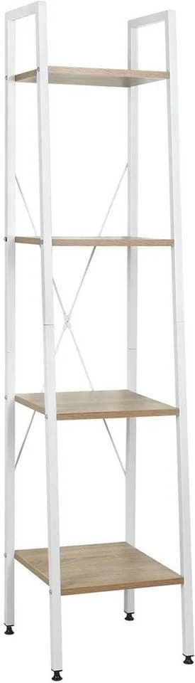 Woltu Bücherregal 4 Ablagen Holz Metall Schwarz/Weiß Eiche - Bild 2