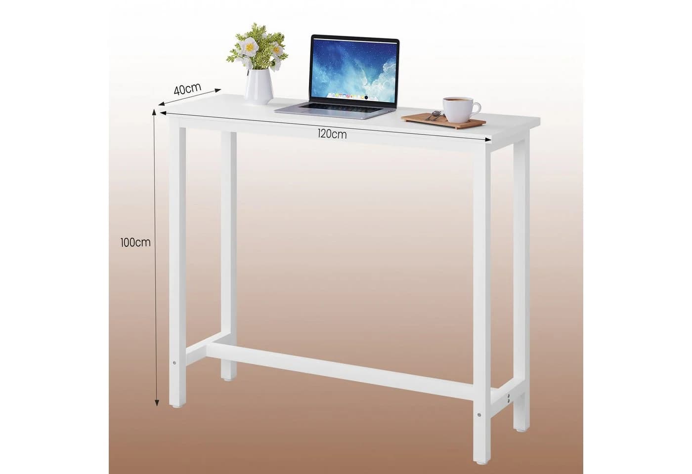 Woltu Bartisch Weiß Metallgestell MDF Tischplatte Modern - Bild 3