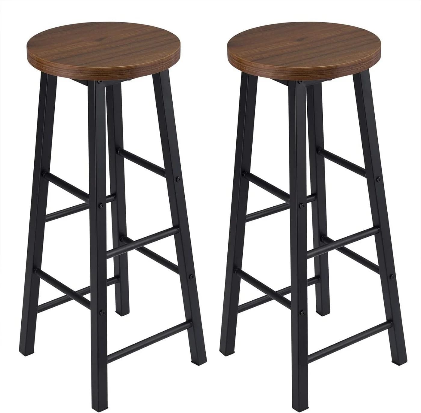 Woltu Barhocker 2er Set Stahl MDF Schwarz Braun Industrial - Bild 2