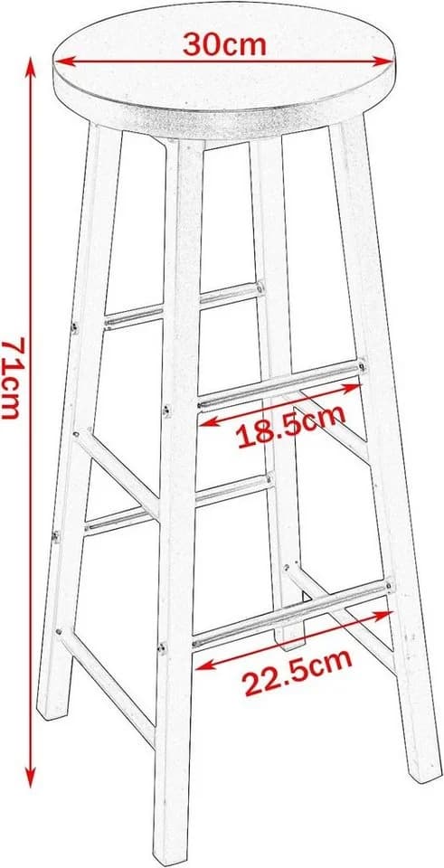 Woltu Barhocker 2er Set Stahl MDF Schwarz Braun Industrial - Bild 3