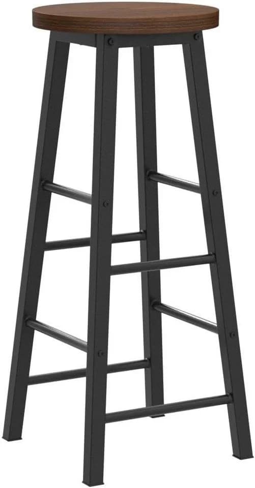 Woltu Barhocker 2er Set Stahl MDF Schwarz Braun Industrial - Bild 5