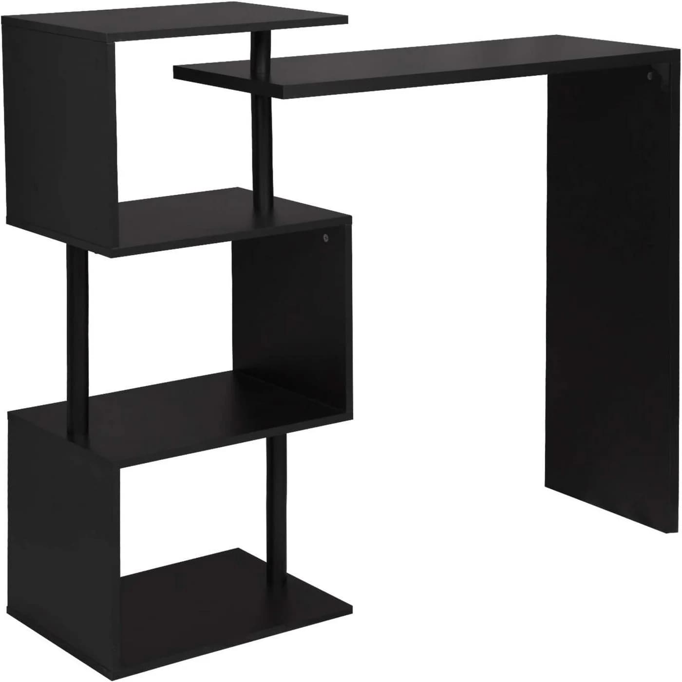Woltu Bartisch Schwarz/Weiss mit 3 Ablageflächen & 180° Drehfunktion - Bild 5