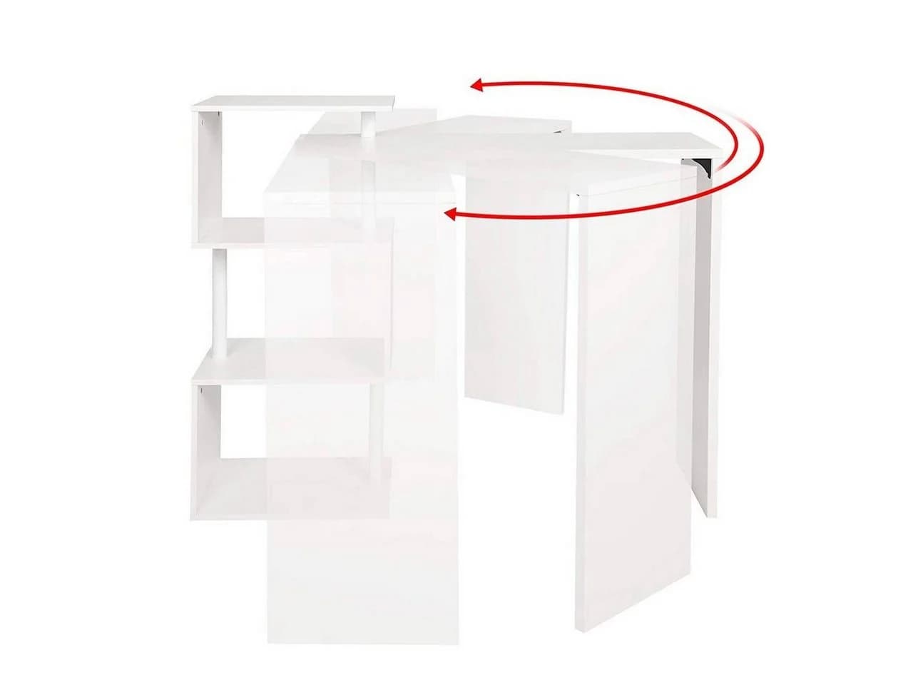 Woltu Bartisch Schwarz/Weiß mit 3 Ablageflächen drehbar - Bild 4