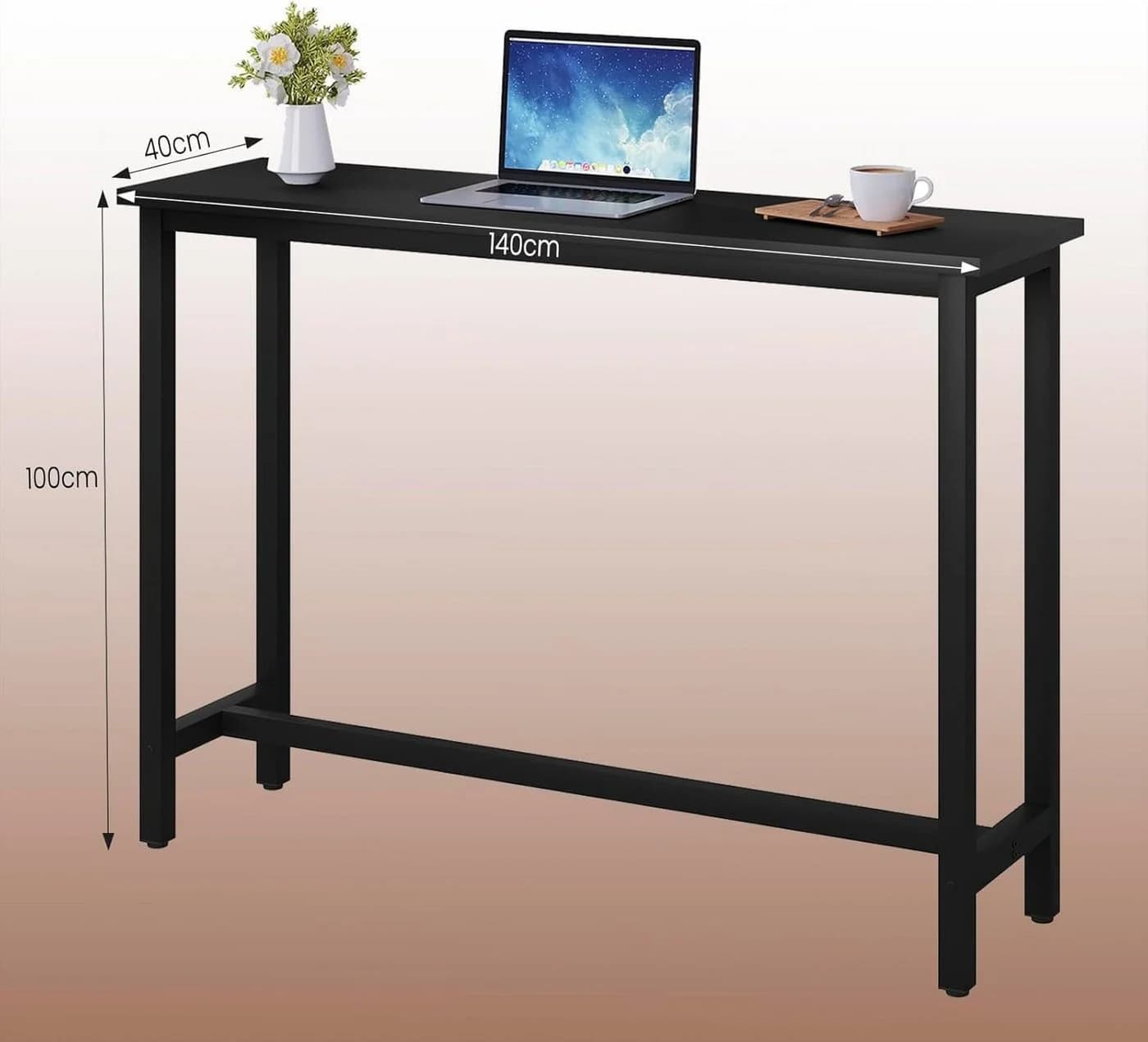 Woltu Bartisch Schwarz Metallgestell MDF - Bild 3
