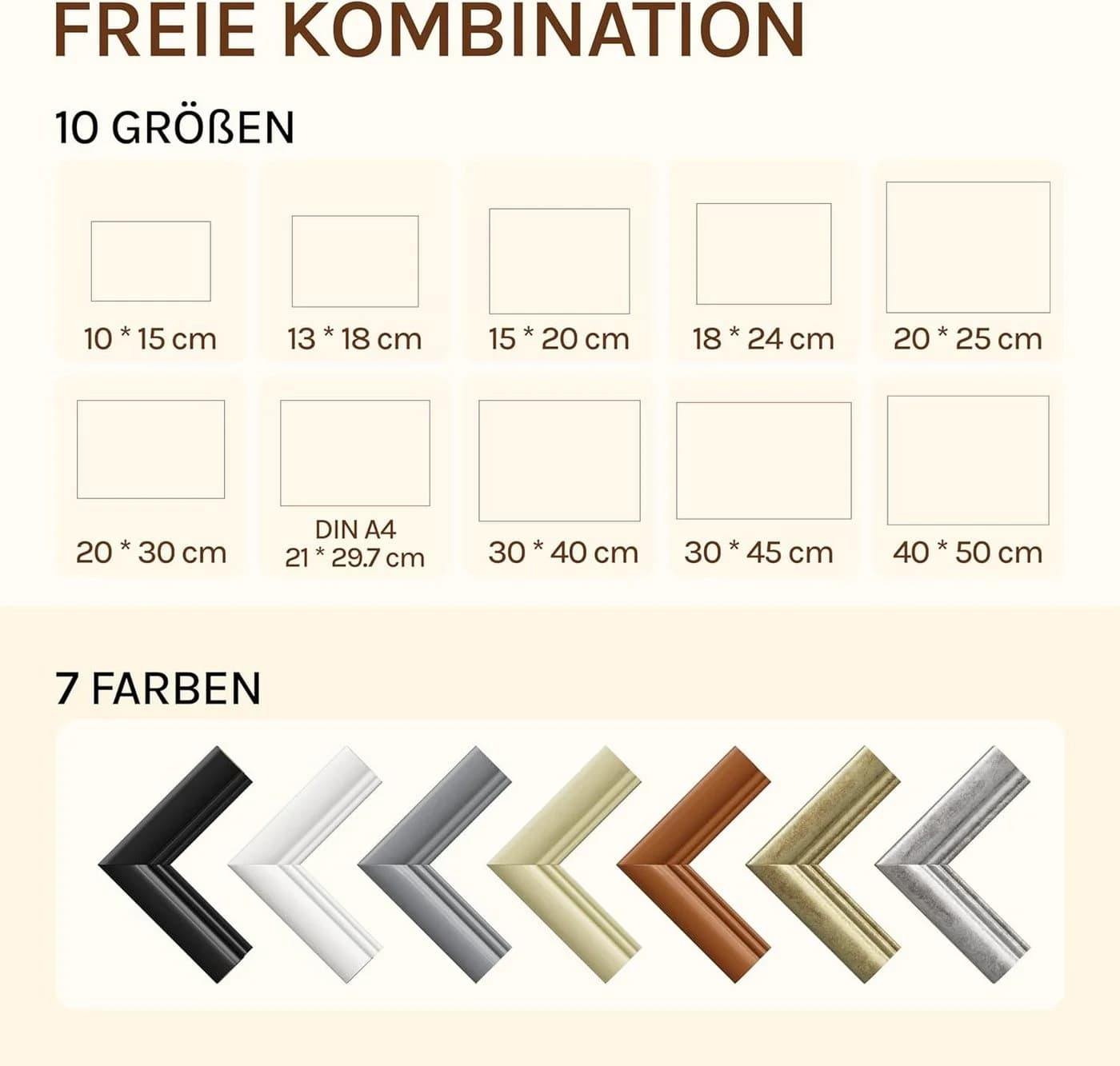 Woltu Bilderrahmen Massivholz Weiß Schwarz Silber Gold Grau Braun - Bild 3