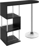 Woltu Bartisch Schwarz/Weiß mit 3 Ablageflächen Metall MDF Bild 2