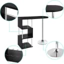 Woltu Bartisch Schwarz/Weiß mit 3 Ablageflächen Metall MDF Bild 5