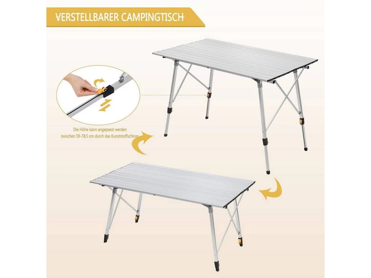 Woltu Campingtisch 120x68.5cm Aluminium für 4-6 Personen - Bild 5
