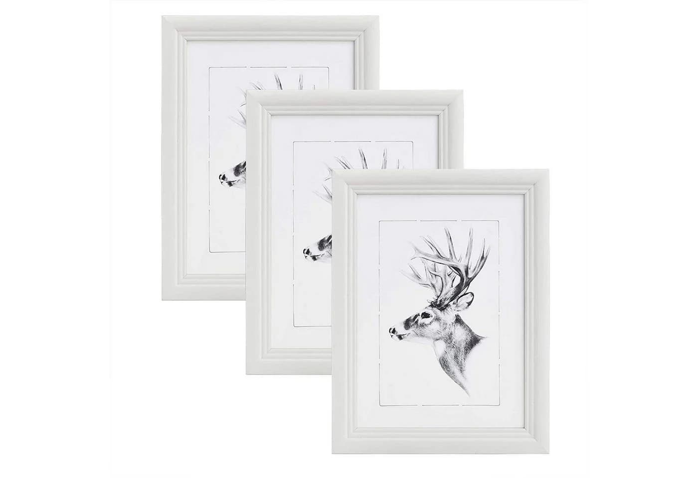 Woltu Bilderrahmen 3er Set Massivholz Weiß/Schwarz/Silber/Grau/Braun/Natur - Bild 2