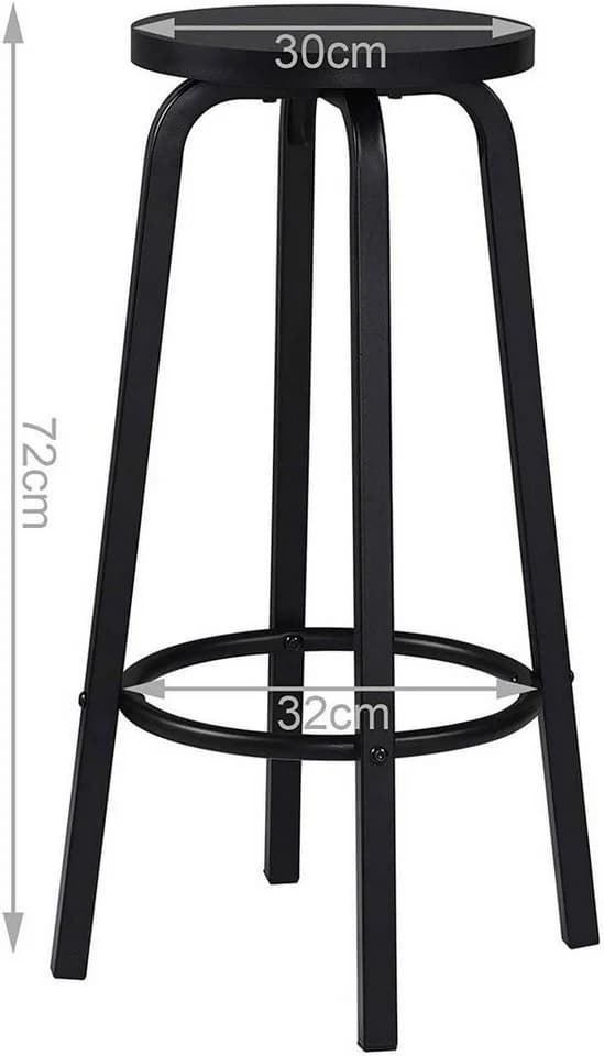 Woltu Barhocker 2er Set Schwarz MDF Metall Industriell - Bild 3