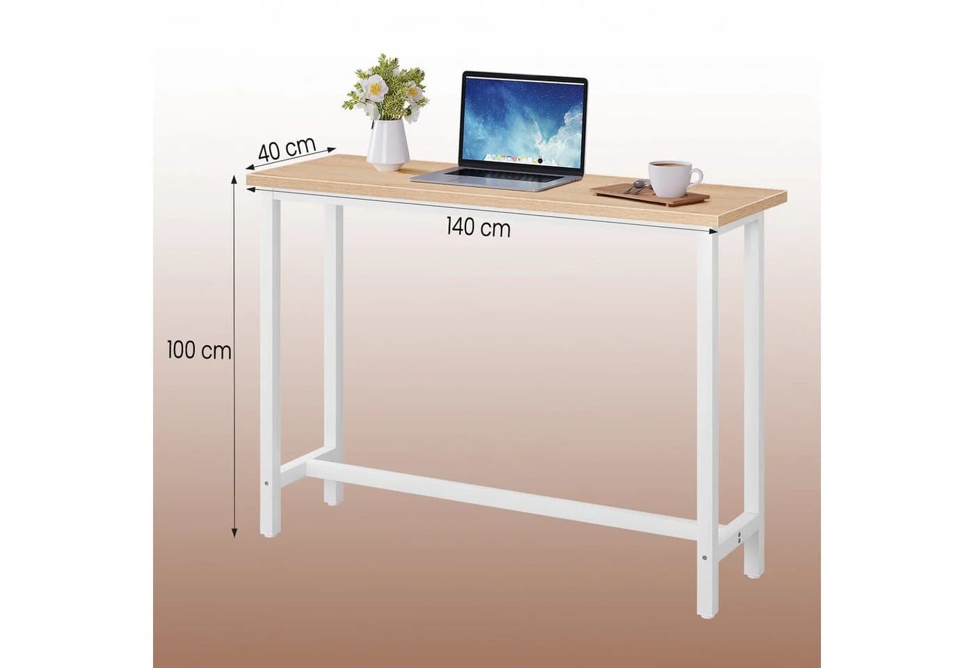 Woltu Bartisch Metallgestell MDF-Platte 140x40x100cm - Bild 3