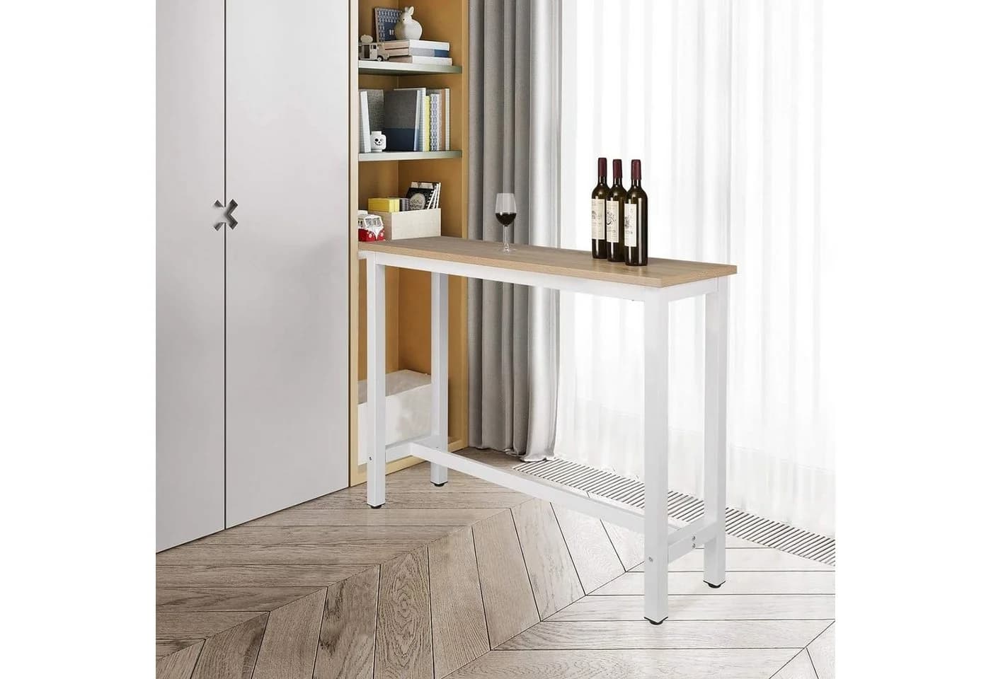 Woltu Bartisch Metallgestell MDF-Platte 140x40x100cm - Bild 4