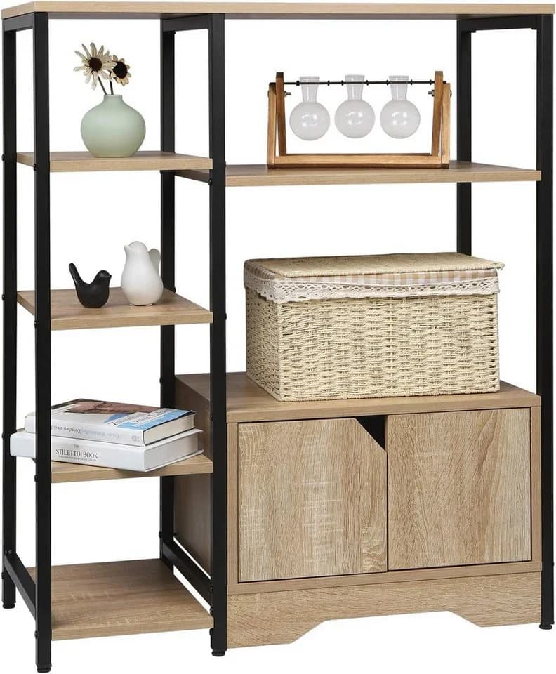Woltu Bücherregal 1-tlg. mit offenem Stauraum und Schrank MDF Metall - Bild 2