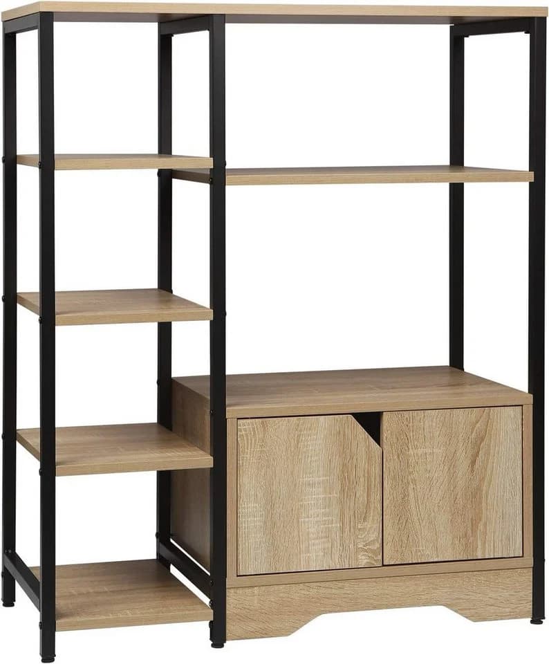 Woltu Bücherregal 1-tlg. mit offenem Stauraum und Schrank MDF Metall - Bild 5