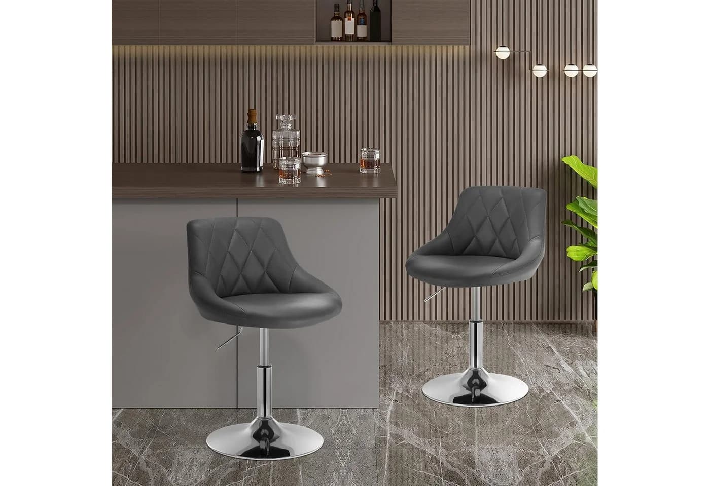 Woltu Barhocker 2er Set höhenverstellbar Kunstleder Modern