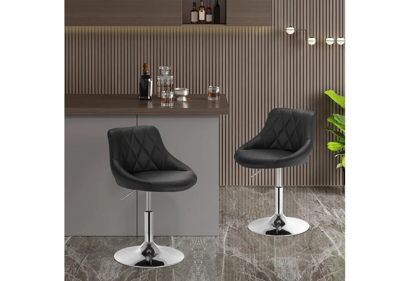 Woltu Barhocker 2er Set Höhenverstellbar Schwarz Grau Weiß Kunstleder