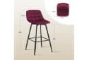 Woltu Barhocker 2er Set Samt Metall Bordeaux Bild 3