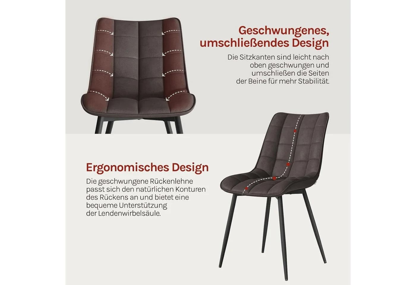 Woltu Esszimmerstuhl 2er-Set Grau Stoff Metallbeine - Bild 4
