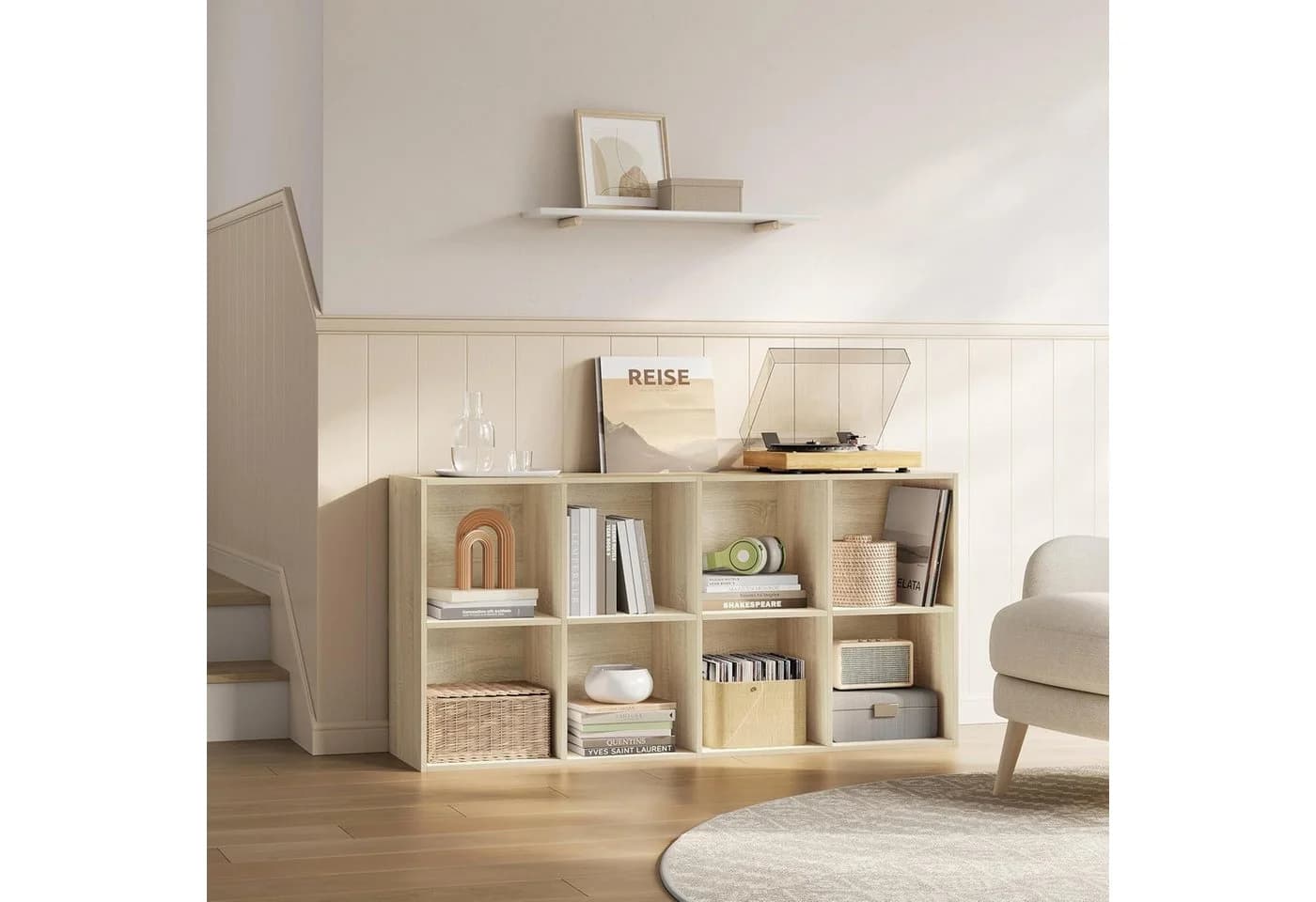 Woltu Bücherregal 8 Fächer MDF Beige - Bild 4