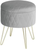 Woltu Sitzhocker mit Stauraum, Samtstoff, Goldene Metallbeine, Gepolstert Bild 2