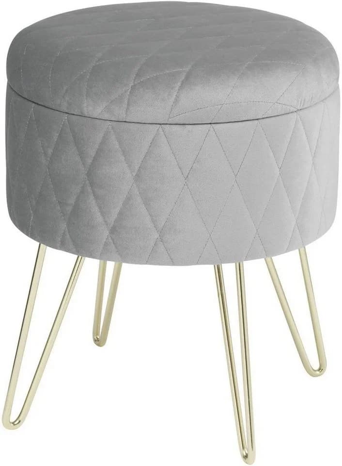 Woltu Sitzhocker mit Stauraum, Samtstoff, Goldene Metallbeine, Gepolstert - Bild 2