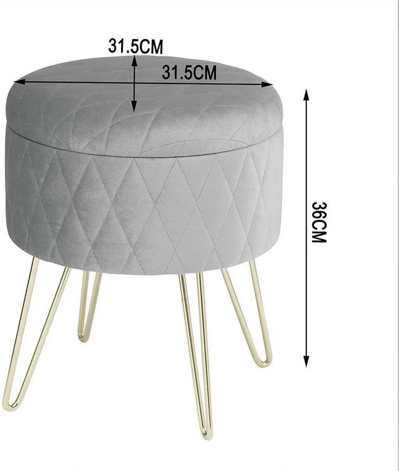 Woltu Sitzhocker mit Stauraum, Samtstoff, Goldene Metallbeine, Gepolstert - Bild 3