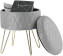 Woltu Sitzhocker mit Stauraum, Samtstoff, Goldene Metallbeine, Gepolstert Bild 4